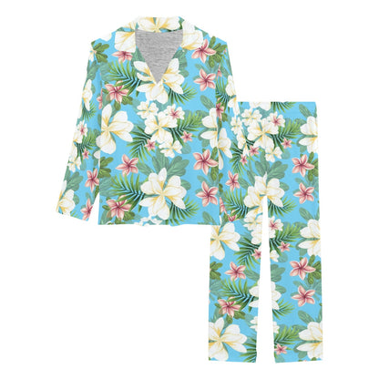Plumeria Pattern Print Design PM028 Women's Long Pajama Set