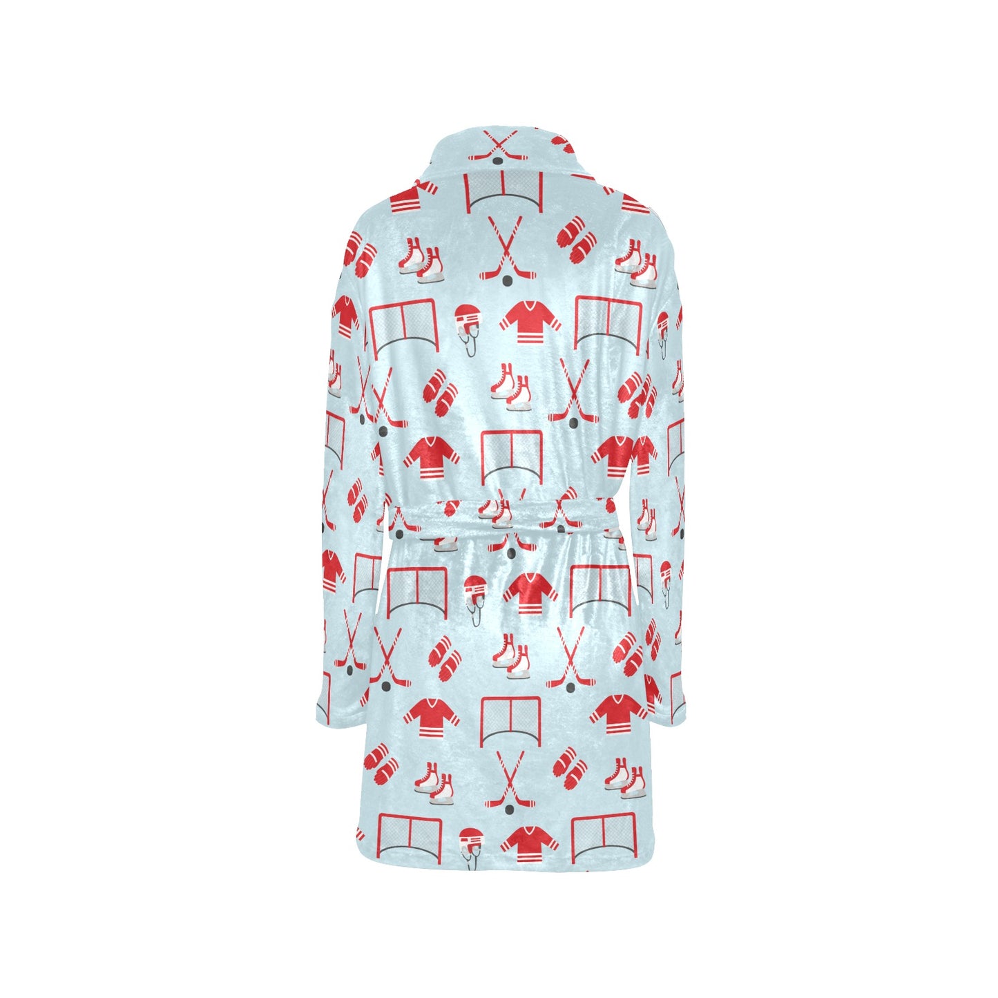 Hockey Red Equipment Print Design LKS305 Women's Fleece Robe