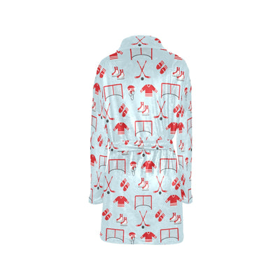 Hockey Red Equipment Print Design LKS305 Women's Fleece Robe