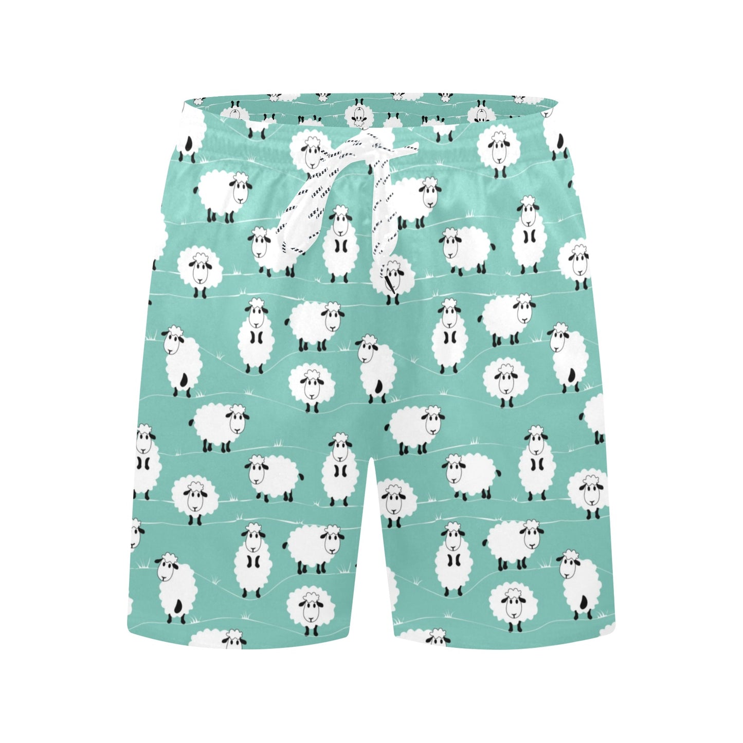 Sheep Print Design LKS404 Men's Swim Trunks Beach Shorts