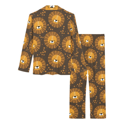 Lion Cartoon Pattern Print Design 01 Women's Long Pajama Set