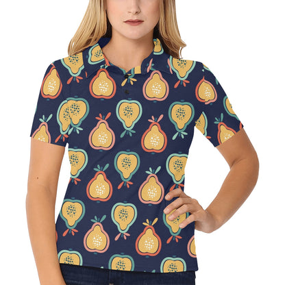 Pear Pattern Print Design PE03 Women's Polo Shirt