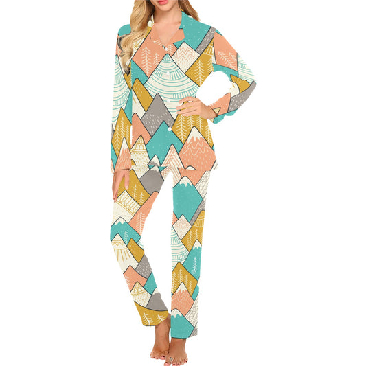 Mountain Pattern Print Design 02 Women's Long Pajama Set