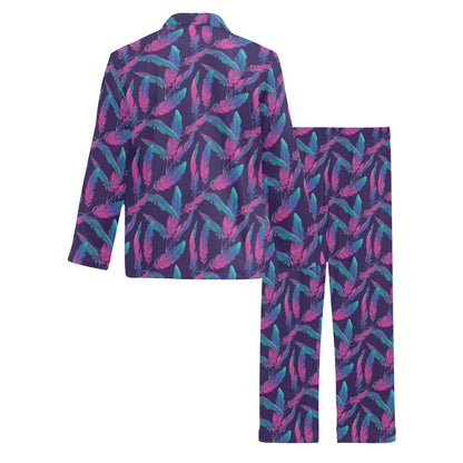 Banana Leaf Pattern Print Design 08 Men's Long Pajama Set