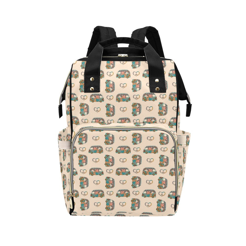 Hippie Van Peace Print Design LKS303 Diaper Bag Backpack