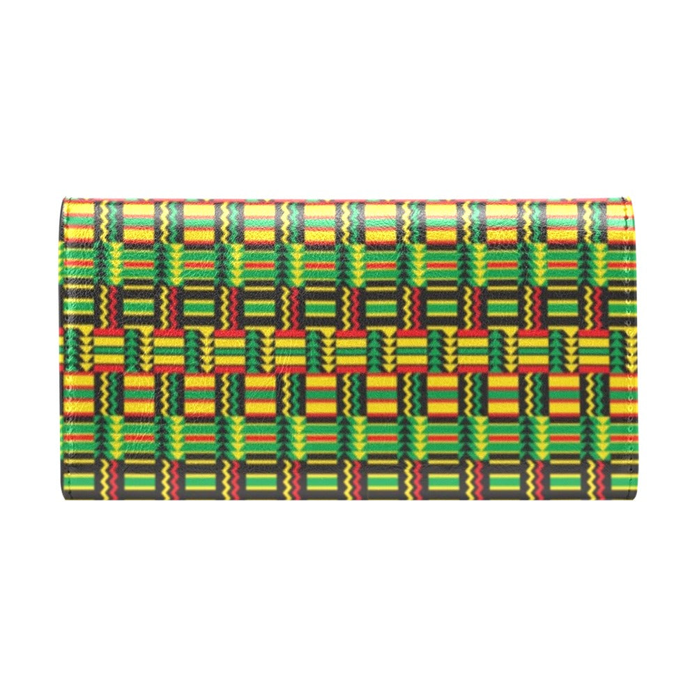 African Zip Zag Print Pattern Women's Trifold Wallet