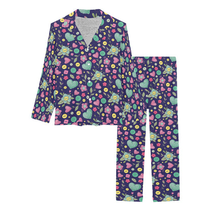 Crochet Pattern Print Design 02 Women's Long Pajama Set