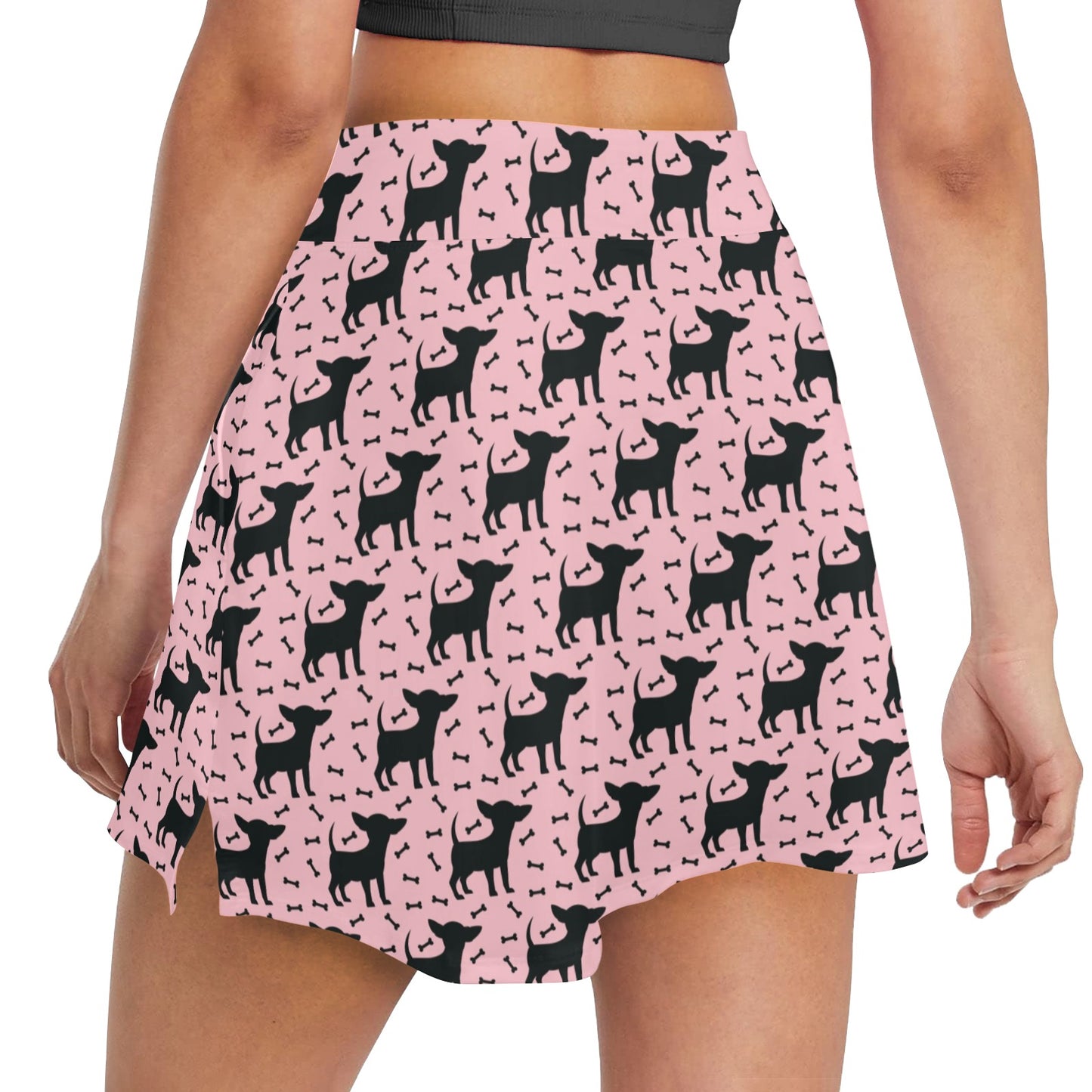 Chihuahua Pink Print Pattern 17" Golf & Pickleball Skort with Pockets