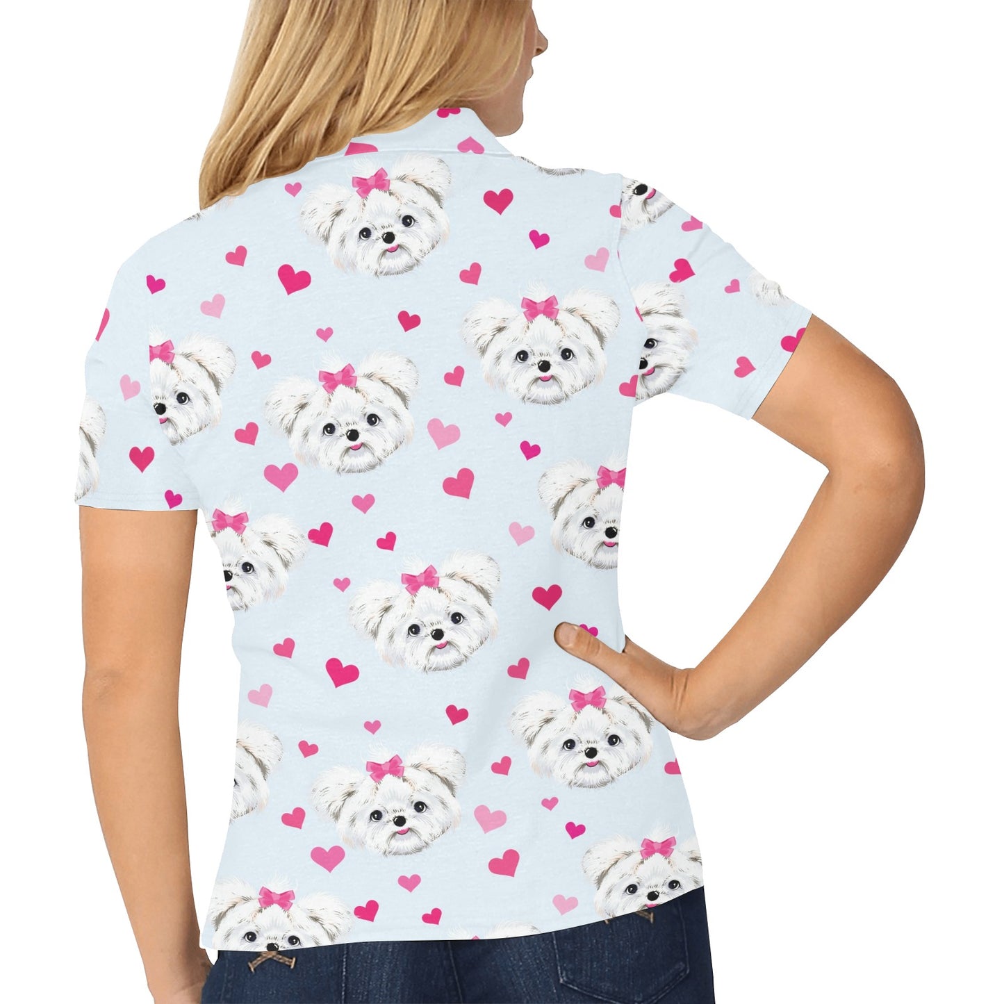 Maltese Pattern Print Design 03 Women's Polo Shirt