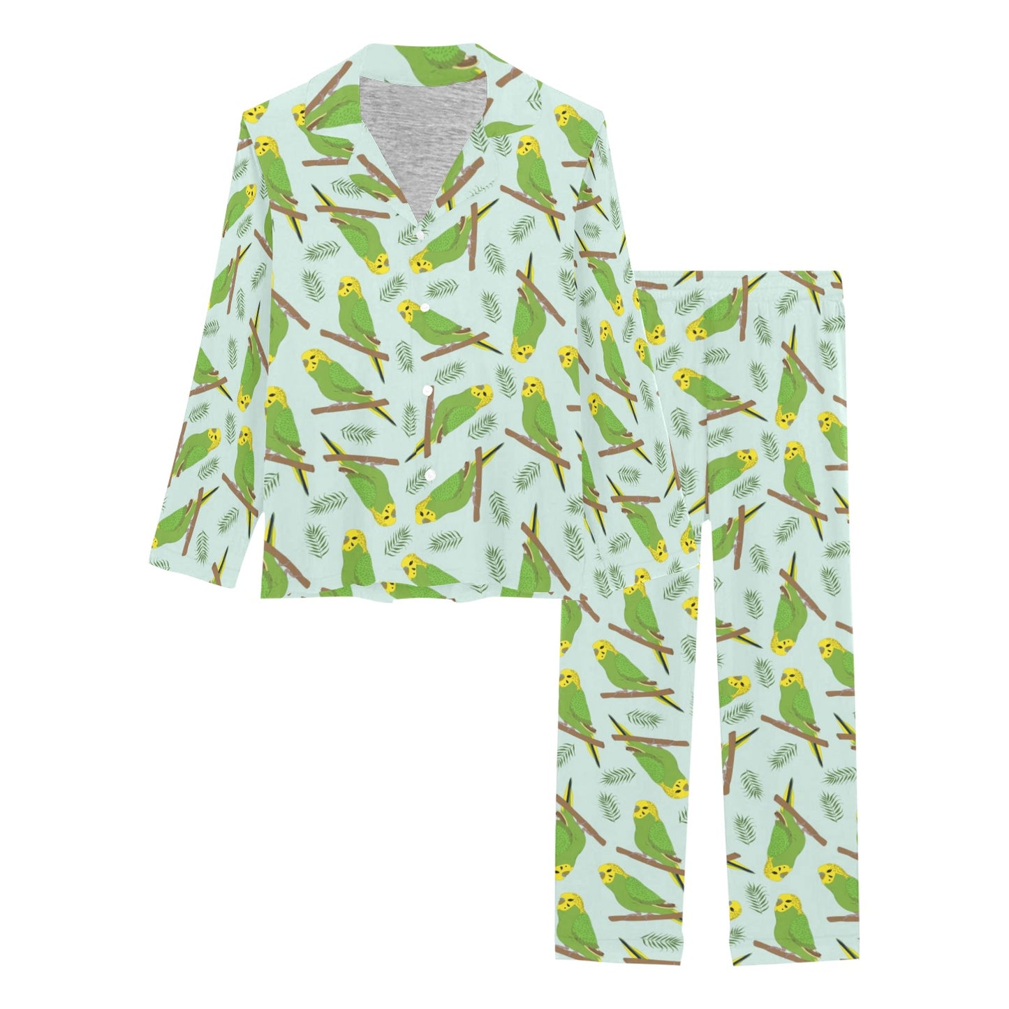 Budgerigar Pattern Print Design 04 Women's Long Pajama Set