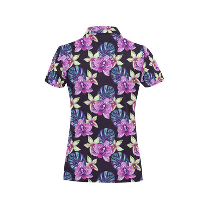 Orchid Pattern Print Design OR010 Women's Polo Shirt