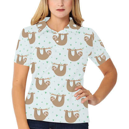 Sloth Print Design LKS308 Women's Polo Shirt