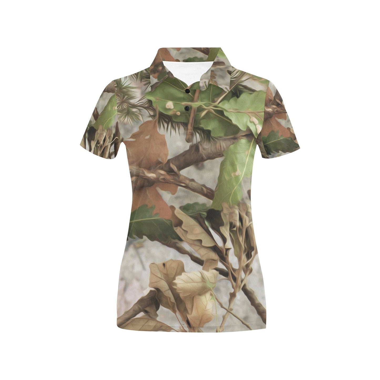 Camo Realistic Tree Forest Print Women's Polo Shirt
