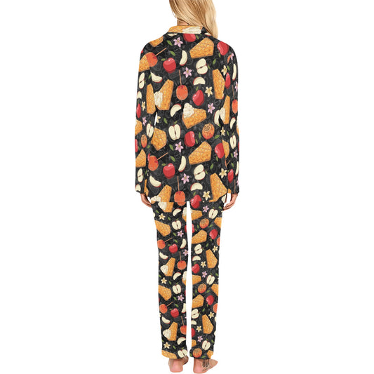 Apple Pie Pattern Print Design 01 Women's Long Pajama Set