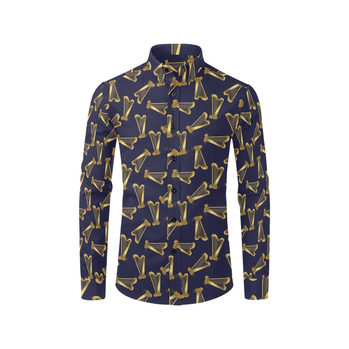 Harp Print Design LKS401 Men's Long Sleeve Dress Shirt