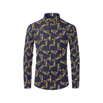Harp Print Design LKS401 Men's Long Sleeve Dress Shirt