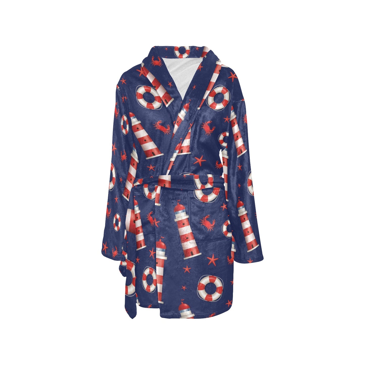 Nautical Pattern Print Design A03 Women's Fleece Robe