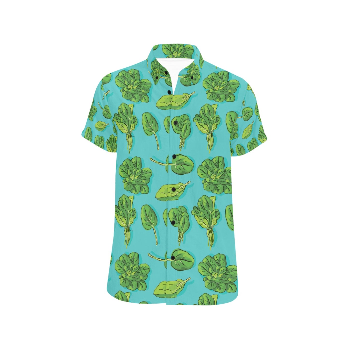 Spinach Print Design LKS301 Men Short Sleeve Button Up Shirt
