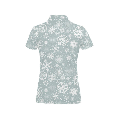 Snowflake Print Design LKS303 Women's Polo Shirt