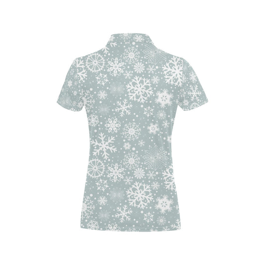Snowflake Print Design LKS303 Women's Polo Shirt