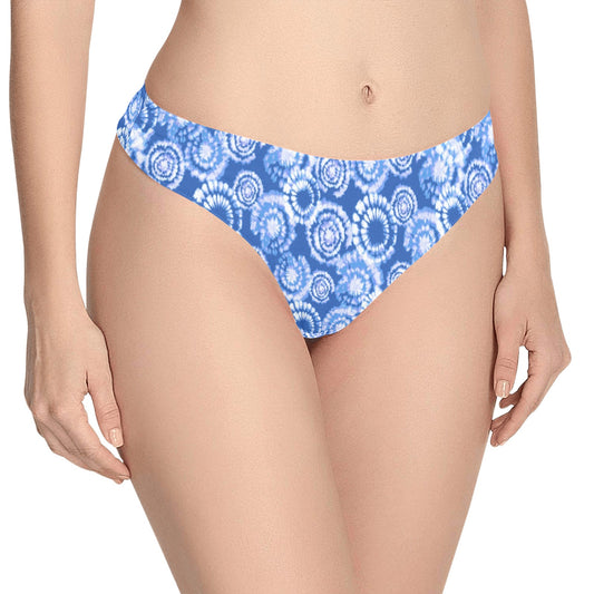 Tie Dye Blue Design Print Women's Thongs
