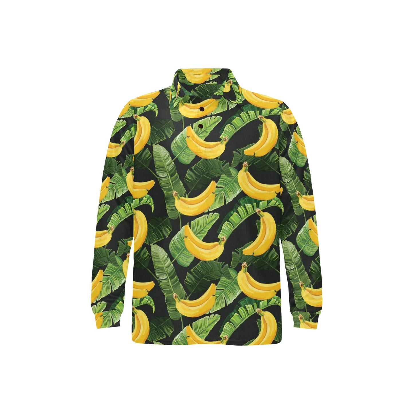 Banana Pattern Print Design BA01 Long Sleeve Polo Shirt For Men's