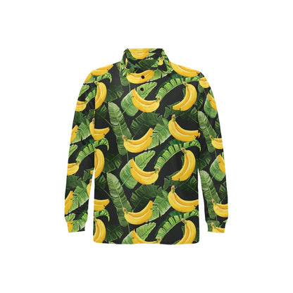 Banana Pattern Print Design BA01 Long Sleeve Polo Shirt For Men's
