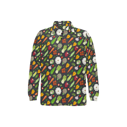 Vegan Pattern Themed Design Print Long Sleeve Polo Shirt For Men's
