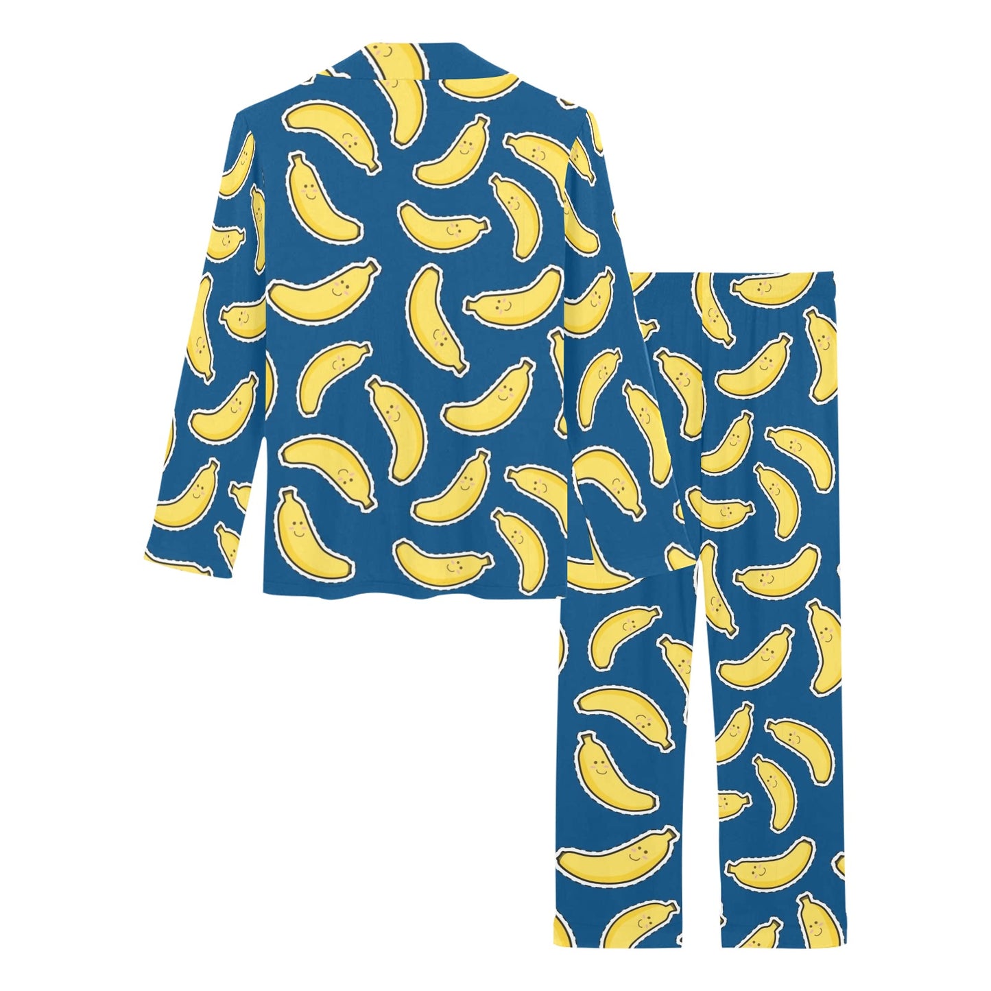 Banana Pattern Print Design BA03 Women's Long Pajama Set