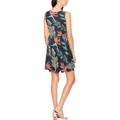 Bird Of Paradise Pattern Print Design BOP02 Sleeveless Dress