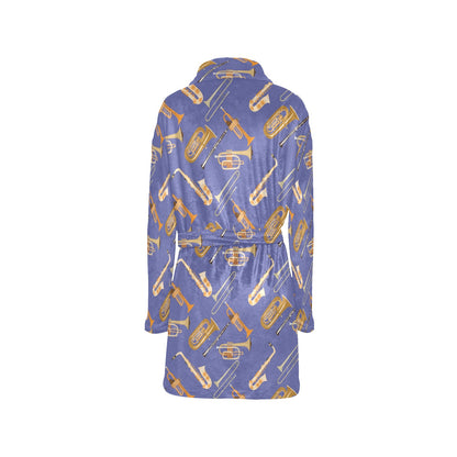Trombone Pattern Print Design 02 Women's Fleece Robe