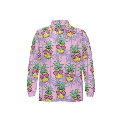 Pineapple Pattern Print Design PP06 Long Sleeve Polo Shirt For Men's