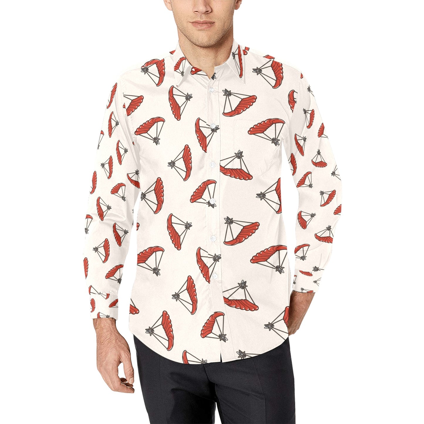 Skydiver Print Design LKS302 Men's Long Sleeve Dress Shirt
