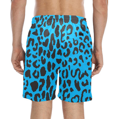 Cheetah Blue Print Pattern Men's Swim Trunks Beach Shorts