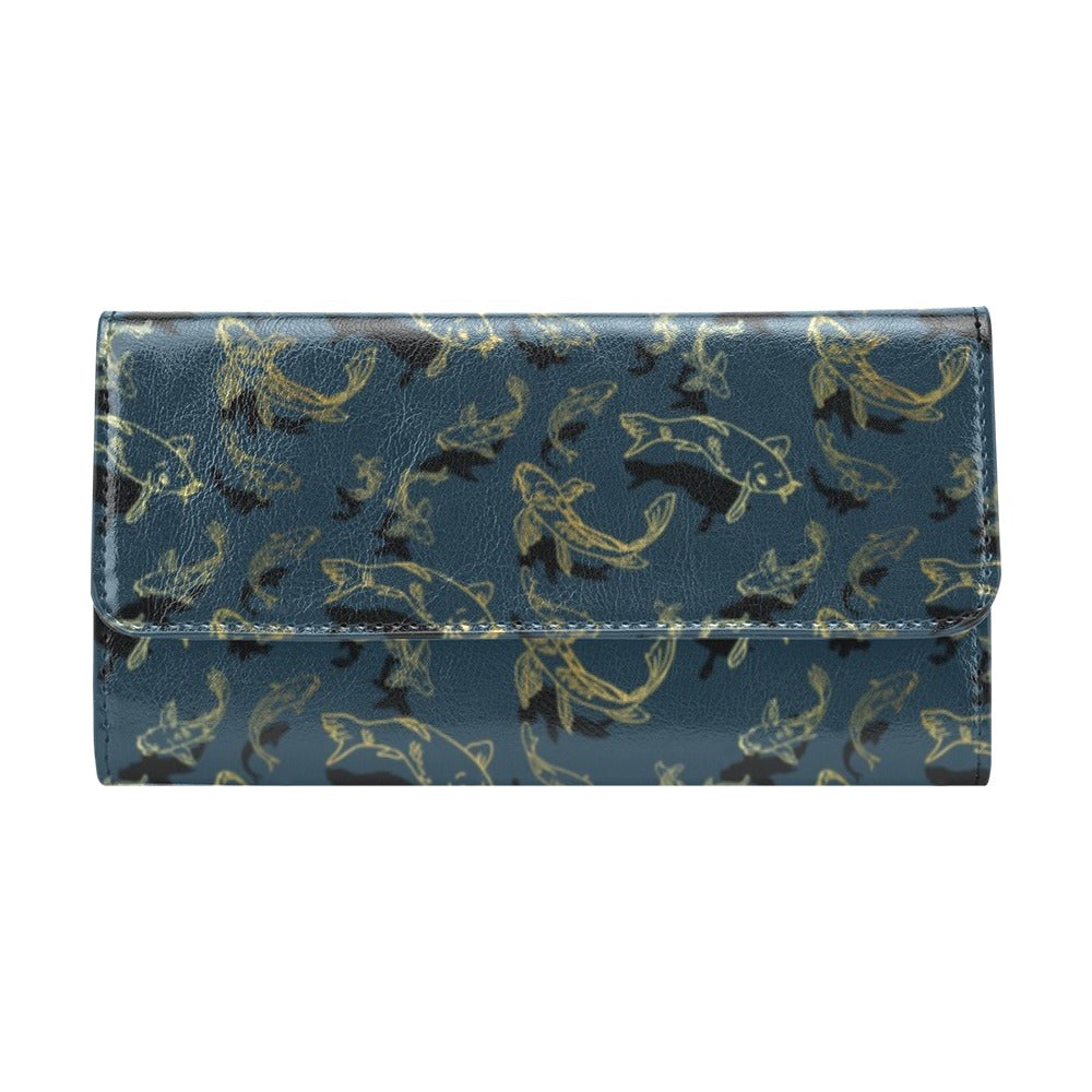 Koi Carp Gold Design Themed Print Women's Trifold Wallet