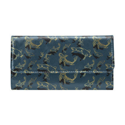 Koi Carp Gold Design Themed Print Women's Trifold Wallet