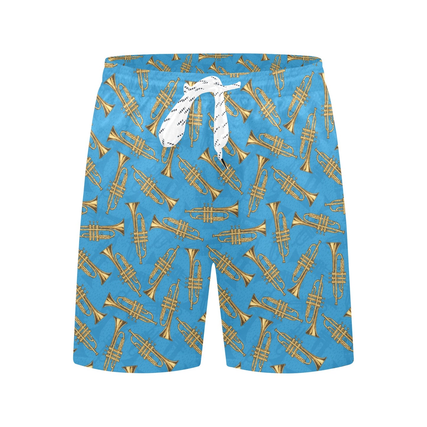 Trumpet Golden Pattern Themed Print Men's Swim Trunks Beach Shorts