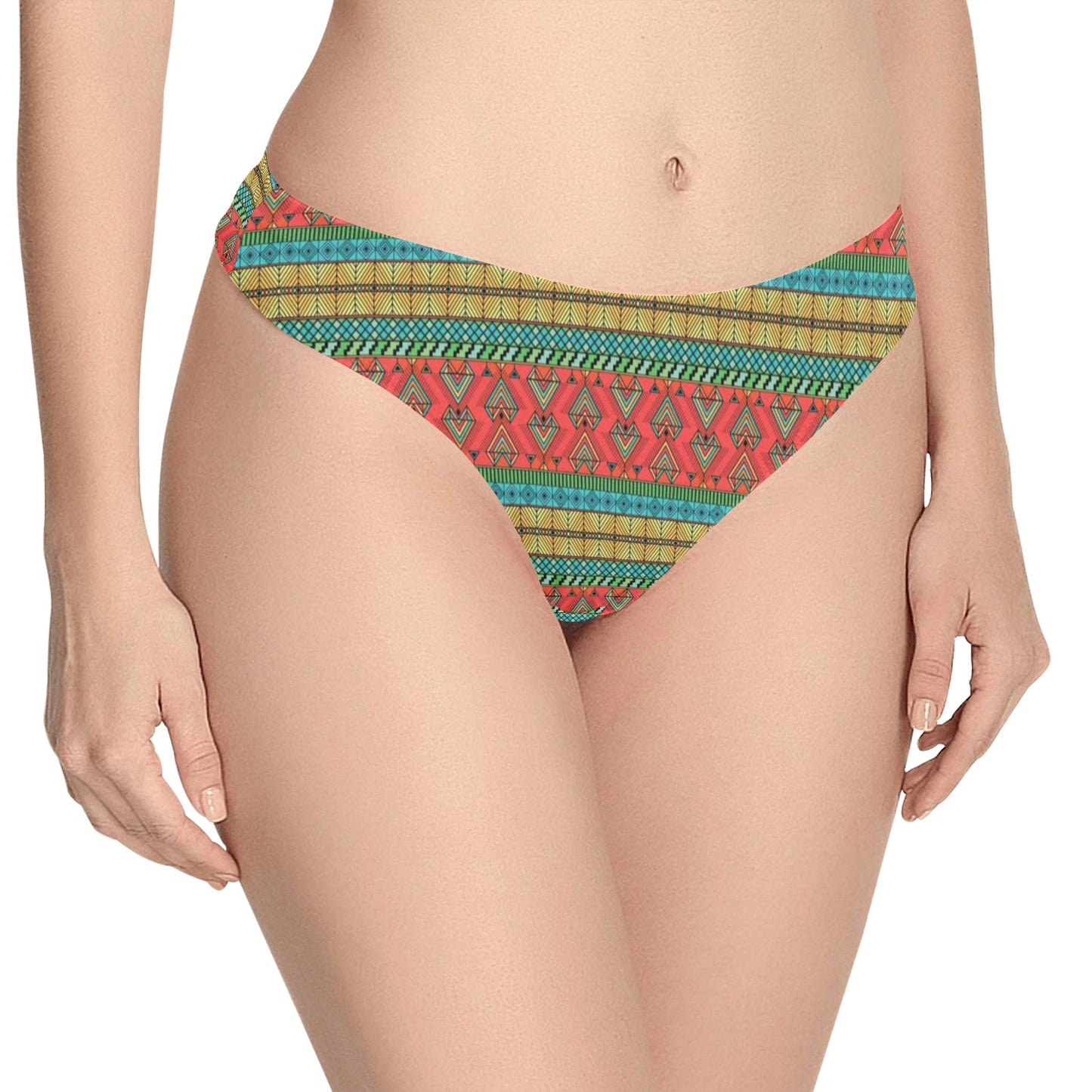 African Colorful Zigzag Print Pattern Women's Thongs