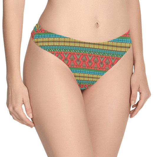African Colorful Zigzag Print Pattern Women's Thongs
