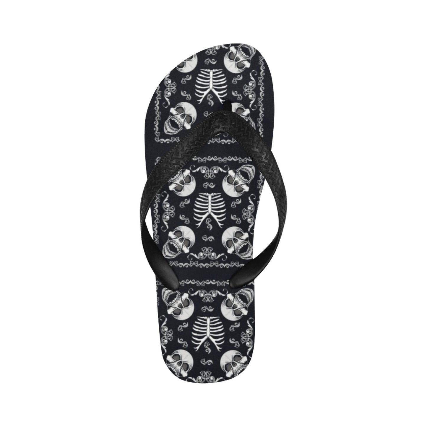 Bandana Skull Black White Print Design LKS306 Flip Flops