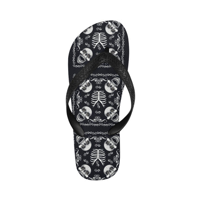 Bandana Skull Black White Print Design LKS306 Flip Flops