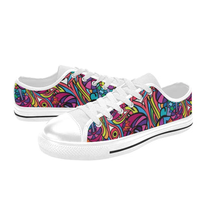 Trippy Print Design LKS302 Women's White Low Top Shoes