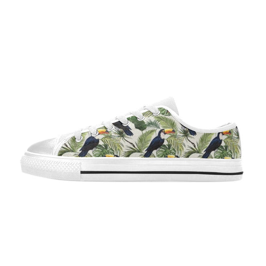 Toucan Print Design LKS308 Women's White Low Top Shoes