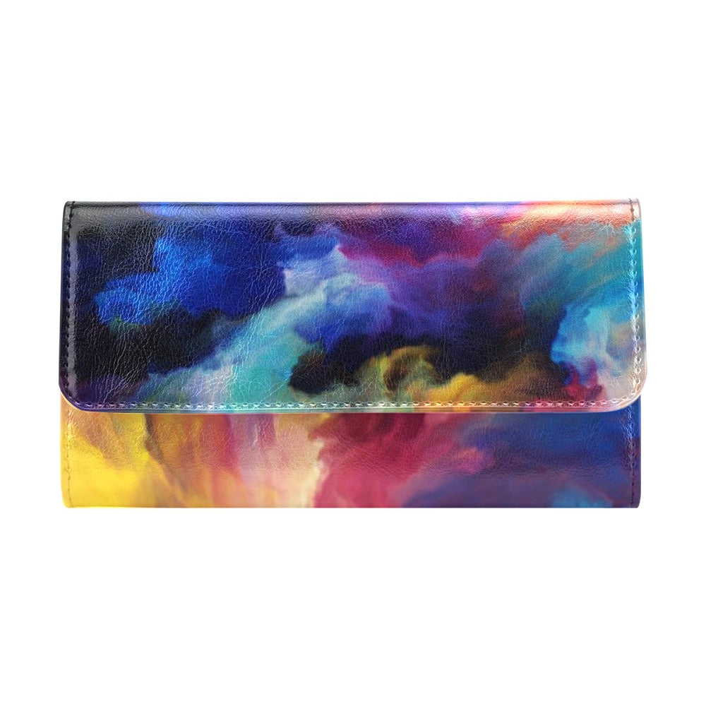 Vortex Twist Swirl Water Color Design Women's Trifold Wallet
