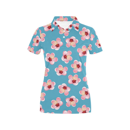 Cherry Blossom Pattern Print Design CB09 Women's Polo Shirt