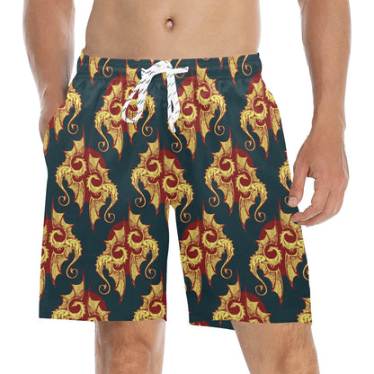 Dragons Gold Design Pattern Men's Swim Trunks Beach Shorts