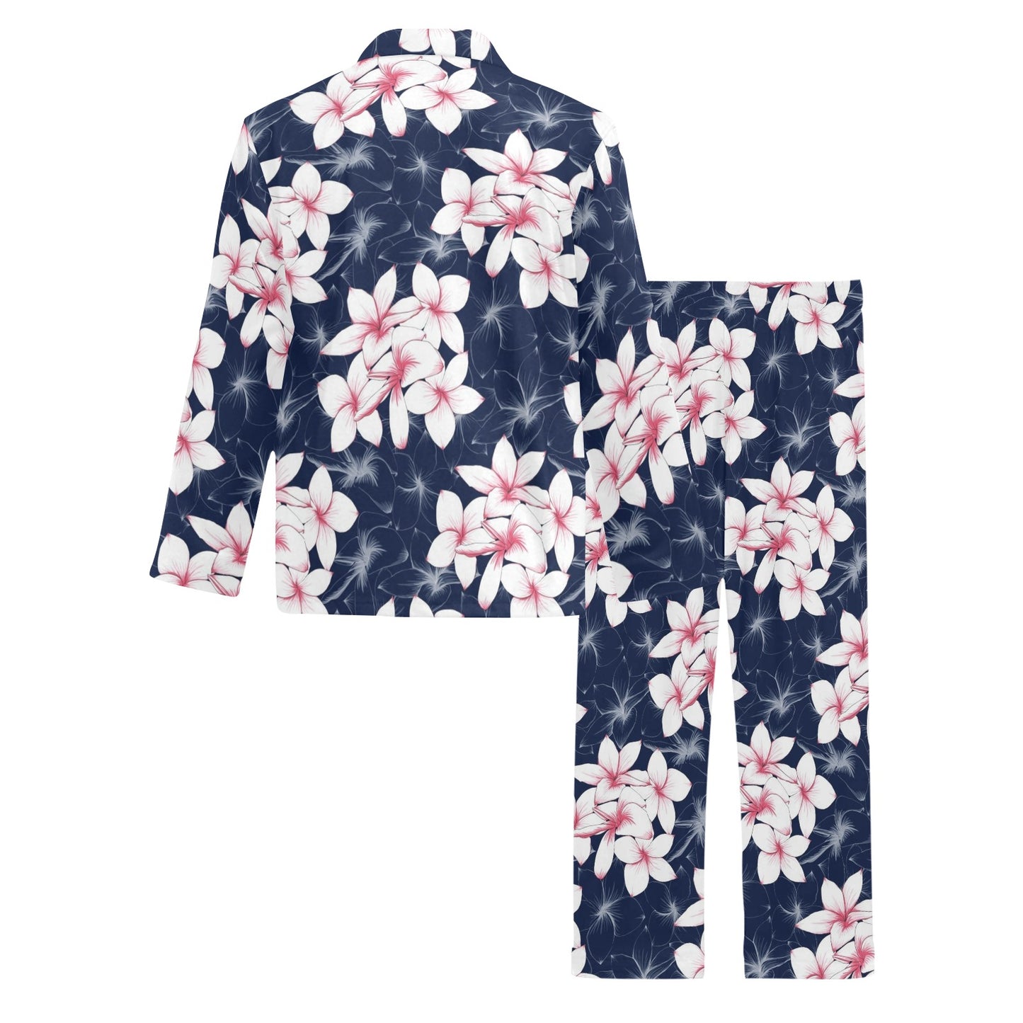 Plumeria Pattern Print Design PM017 Men's Long Pajama Set