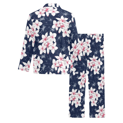 Plumeria Pattern Print Design PM017 Men's Long Pajama Set