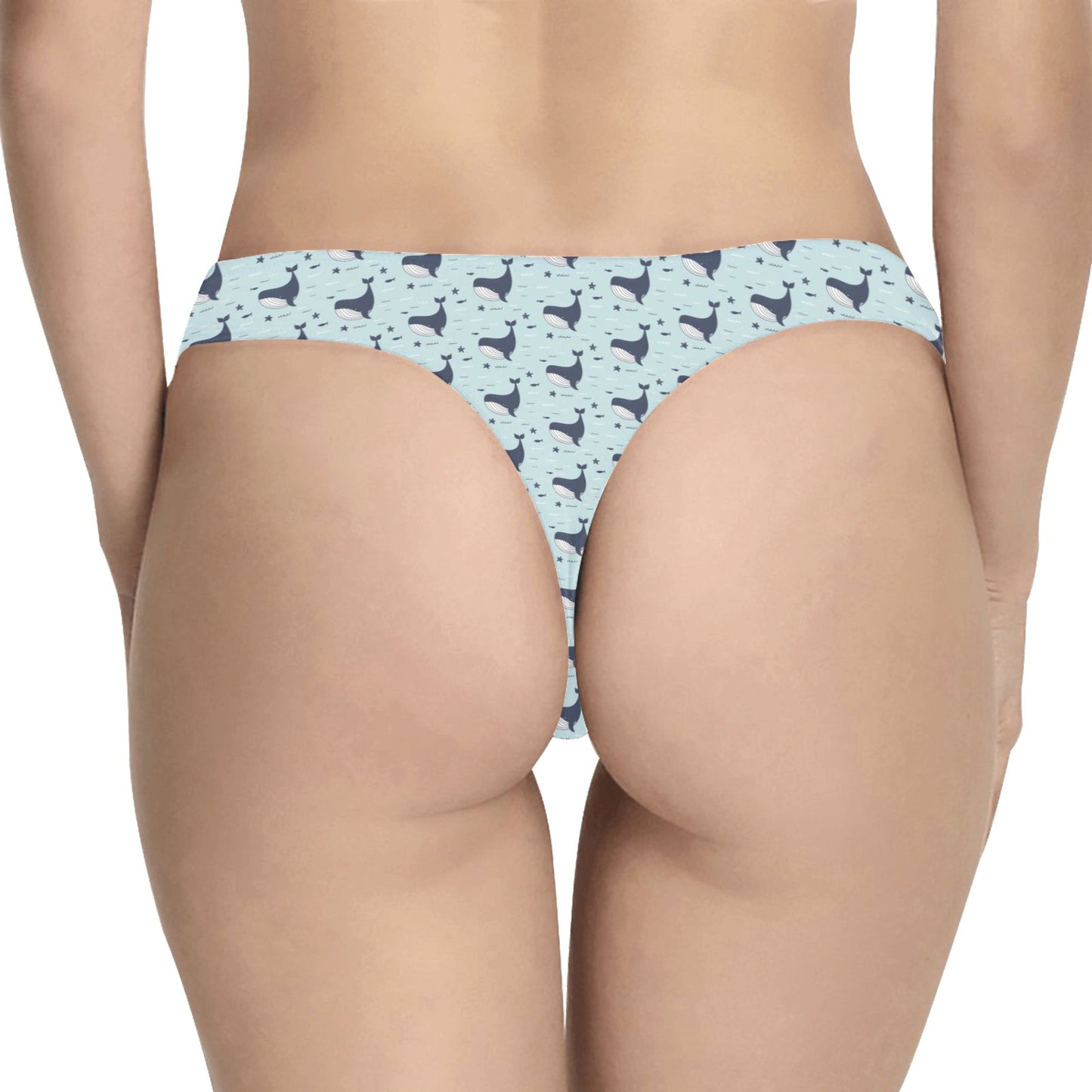Whale Cute Design Themed Print Women's Thongs