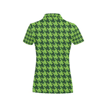 St Patricks Day Houndstooth Pattern Print LKS301 Women's Polo Shirt